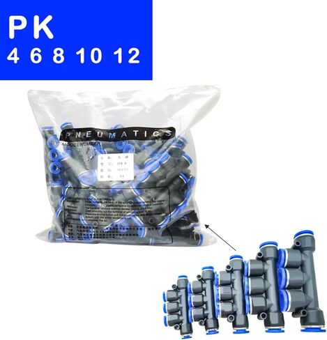 200-500 قطعة/الوحدة تركيبات هوائية PK PK4/PK6/PK8/PK10/PK12، 4 مم 5 اتجاهات في موصل مشترك سريع،(PK10 (200 قطعة)) in Kuwait