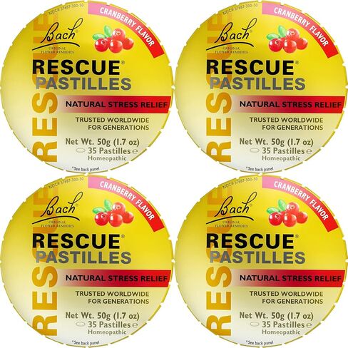 Bach Rescue Pastilles ، نكهة التوت المختلط ، Lozenges ، المثلية ، Essences الزهرة ، 4 حزمة in Kuwait