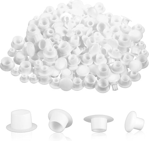 160 Pcs 4 Sizes Nylon Plastic Hole Plugs White 1/5" 1/4" 5/16" 3/8" Round Hole, Flush Type Panel Knockout Locking Plugs, Screw Covers for Furniture Cabinet Insert End Caps Plastic Plug for Holes in Saudi Arabia