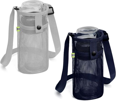 Extra Large Water Bottle Holder with Strap Crossbody Water Bottle Carrier Water Bottle Sling Portable Water Bottle Sleeve with Pocket for Hiking, Gym, Travel(Black/Grey) in Saudi Arabia