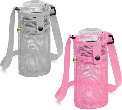 Extra Large Water Bottle Holder with Strap Crossbody Water Bottle Carrier Water Bottle Sling Portable Water Bottle Sleeve with Pocket for Hiking, Gym, Travel(Black/Grey) in Saudi Arabia
