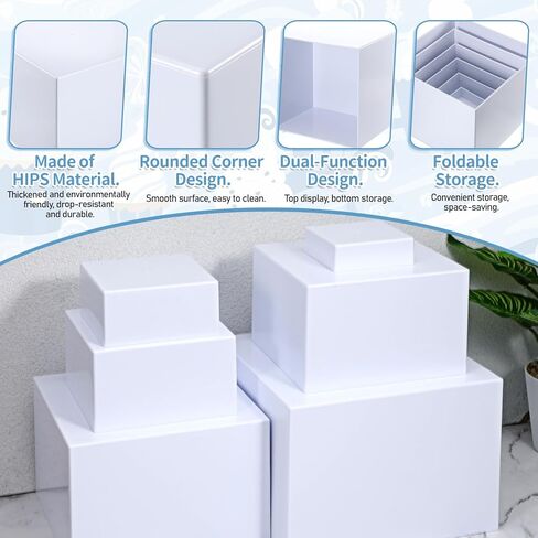 6 قطع من رافعات البوفيه، ورافعات الطعام لطاولة البوفيه، وصناديق مكعبة مع قاعدة مجوفة، وصناديق تعشيش بيضاء لعرض الطعام، للحفلات، وتقديم الطعام، والحلوى، والمجموعة (مقاس 3 بوصات، 4 بوصات، 5 بوصات، 6 بوصات، 7 بوصات، 8 بوصات) in Kuwait