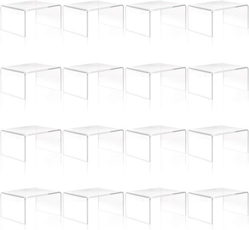 mekueeex 16 Pack Clear Acrylic Display Risers, Display Stand for Figures, Buffets, Dessert, Cupcakes, Candy, Jewelry and Collectibles (4.1" x 3.2" x 2.2" ) in Saudi Arabia