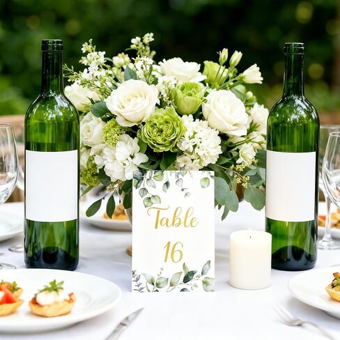 26 Pieces Wedding Table Numbers Cards 1-25 Plus Head Table Card 4x6 Inch Double-Sided Greenery Eucalyptus Cards Gold Weddings Tables Numbers for Wedding Reception Birthday Bridal Party in Saudi Arabia