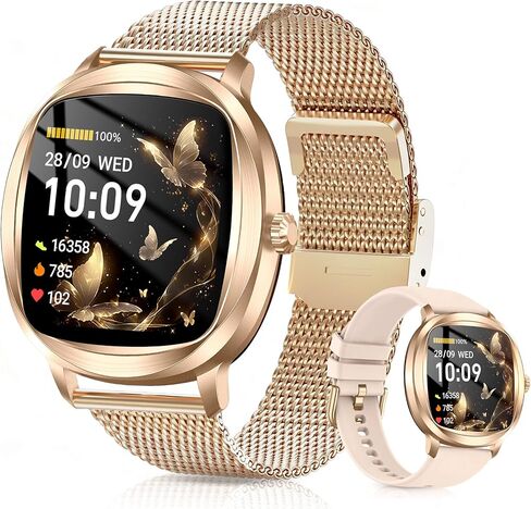 GLPYR Smart Watch for Women, 1.72" Fitness Tracker with Answer/Make Calls, Sleep/Heart Rate Monitor, Smartwatch for Android iOS Support 100+ Sports Modes, IP68 Waterproof, Fitness Watch with 2 Band in Saudi Arabia