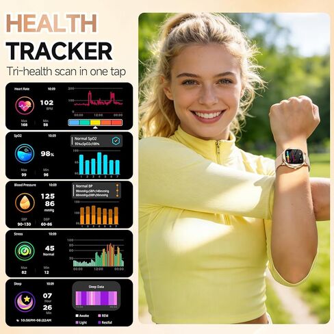 GLPYR Smart Watch for Women, 1.72" Fitness Tracker with Answer/Make Calls, Sleep/Heart Rate Monitor, Smartwatch for Android iOS Support 100+ Sports Modes, IP68 Waterproof, Fitness Watch with 2 Band in Saudi Arabia