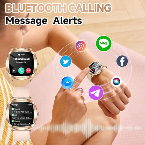 GLPYR Smart Watch for Women, 1.72" Fitness Tracker with Answer/Make Calls, Sleep/Heart Rate Monitor, Smartwatch for Android iOS Support 100+ Sports Modes, IP68 Waterproof, Fitness Watch with 2 Band in Saudi Arabia