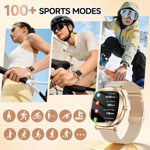 GLPYR Smart Watch for Women, 1.72" Fitness Tracker with Answer/Make Calls, Sleep/Heart Rate Monitor, Smartwatch for Android iOS Support 100+ Sports Modes, IP68 Waterproof, Fitness Watch with 2 Band in Saudi Arabia