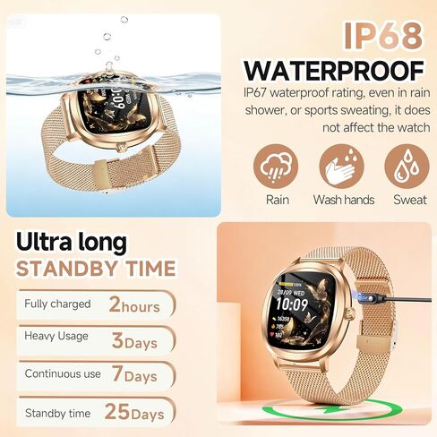 GLPYR Smart Watch for Women, 1.72" Fitness Tracker with Answer/Make Calls, Sleep/Heart Rate Monitor, Smartwatch for Android iOS Support 100+ Sports Modes, IP68 Waterproof, Fitness Watch with 2 Band in Saudi Arabia