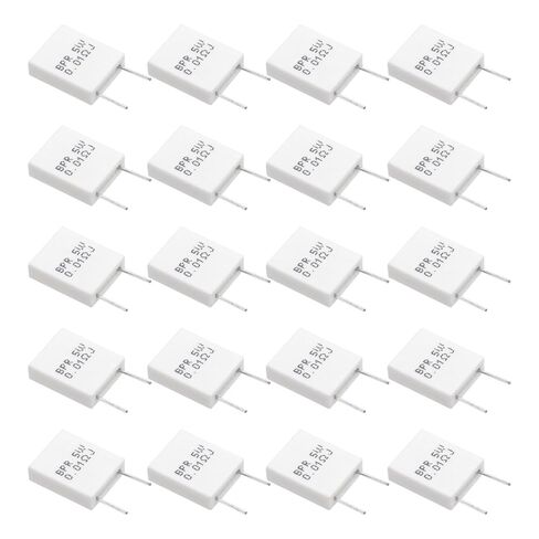MECCANIXITY 20Pcs Ceramic Resistors 5W 0.01 Ohm 5% Tolerance Wirewound Non-Inductive Cement Power Resistor, Lead Wire Fixed Flame Heat Moisture for Circuit Board TV Power Adapters, White in Saudi Arabia