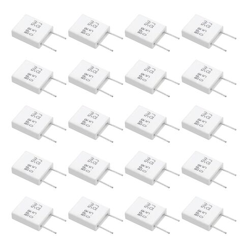 MECCANIXITY 20Pcs Ceramic Resistors 5W 0.01 Ohm 5% Tolerance Wirewound Non-Inductive Cement Power Resistor, Lead Wire Fixed Flame Heat Moisture for Circuit Board TV Power Adapters, White in Saudi Arabia