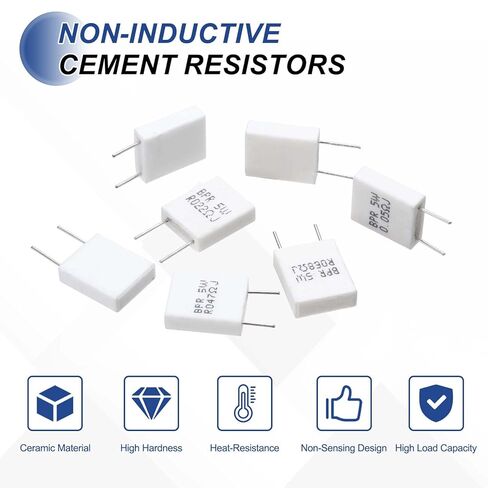 MECCANIXITY 20Pcs Ceramic Resistors 5W 0.01 Ohm 5% Tolerance Wirewound Non-Inductive Cement Power Resistor, Lead Wire Fixed Flame Heat Moisture for Circuit Board TV Power Adapters, White in Saudi Arabia