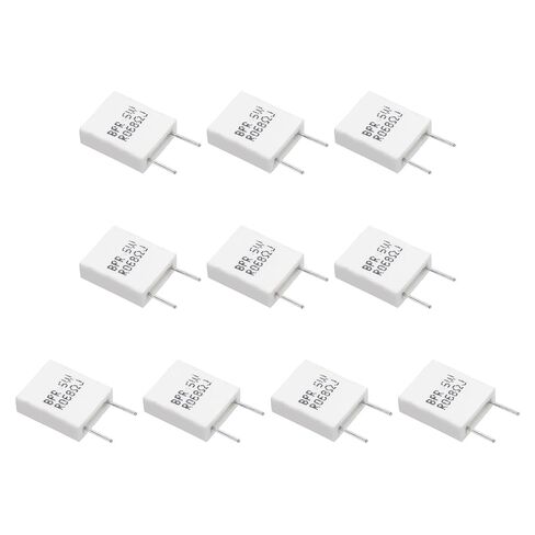 MECCANIXITY 20Pcs Ceramic Resistors 5W 0.01 Ohm 5% Tolerance Wirewound Non-Inductive Cement Power Resistor, Lead Wire Fixed Flame Heat Moisture for Circuit Board TV Power Adapters, White in Saudi Arabia