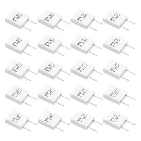MECCANIXITY 20Pcs Ceramic Resistors 5W 0.01 Ohm 5% Tolerance Wirewound Non-Inductive Cement Power Resistor, Lead Wire Fixed Flame Heat Moisture for Circuit Board TV Power Adapters, White in Saudi Arabia