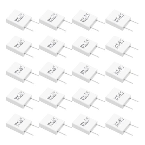 MECCANIXITY 20Pcs Ceramic Resistors 5W 0.01 Ohm 5% Tolerance Wirewound Non-Inductive Cement Power Resistor, Lead Wire Fixed Flame Heat Moisture for Circuit Board TV Power Adapters, White in Saudi Arabia