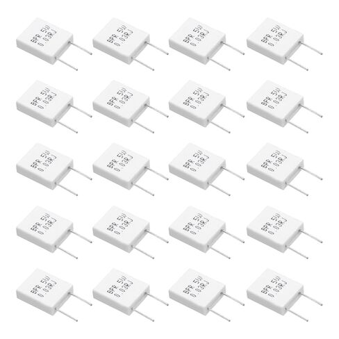 MECCANIXITY 20Pcs Ceramic Resistors 5W 0.01 Ohm 5% Tolerance Wirewound Non-Inductive Cement Power Resistor, Lead Wire Fixed Flame Heat Moisture for Circuit Board TV Power Adapters, White in Saudi Arabia
