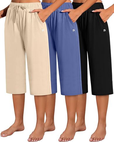 Neer 3 Pack Pant Women's Capri ، و Cotton Wide Leg Basic Pants Pant in Saudi Arabia