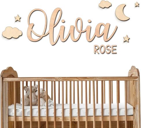 Personalized Wooden Name Sign for Nursery - Custom Name Signs for Kids Room, Personalized Nursery Name Sign - Perfect Baby Shower Gift, Wall Name Decoration & Wedding signs, Family Name Signs in Saudi Arabia