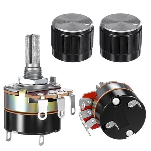 2 Pcs 10k Potentiometer, Variable Resistor Knobs, Single Linear Taper Dimmer Potentiometers Switch Rotary Variable Metal Potentiometer with 2 Rotate Knob Inverter Speed Regulation in Saudi Arabia