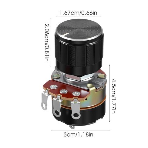 2 Pcs 10k Potentiometer, Variable Resistor Knobs, Single Linear Taper Dimmer Potentiometers Switch Rotary Variable Metal Potentiometer with 2 Rotate Knob Inverter Speed Regulation in Saudi Arabia