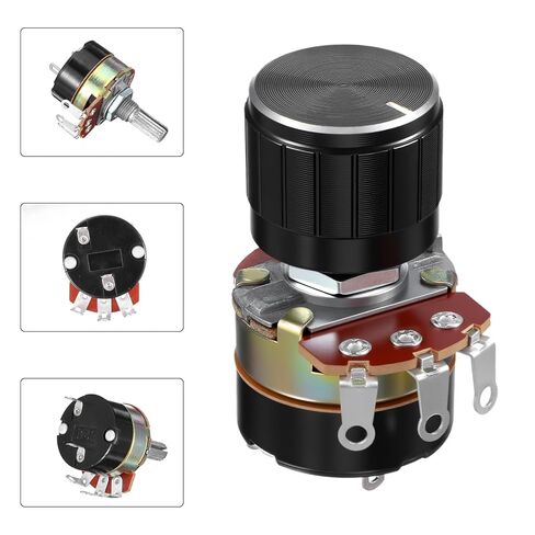2 Pcs 10k Potentiometer, Variable Resistor Knobs, Single Linear Taper Dimmer Potentiometers Switch Rotary Variable Metal Potentiometer with 2 Rotate Knob Inverter Speed Regulation in Saudi Arabia