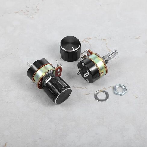 2 Pcs 10k Potentiometer, Variable Resistor Knobs, Single Linear Taper Dimmer Potentiometers Switch Rotary Variable Metal Potentiometer with 2 Rotate Knob Inverter Speed Regulation in Saudi Arabia