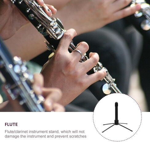 BESPORTBLE Portable Flute and Clarinet Stand Four-Legged Black Musical Instrument Holder Bracket for Wind Instruments with Folding Design in Kuwait
