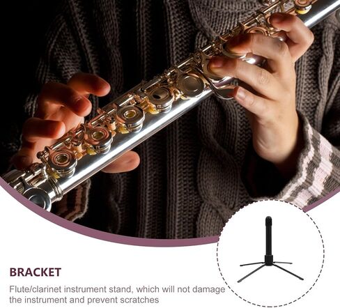 BESPORTBLE Portable Flute and Clarinet Stand Four-Legged Black Musical Instrument Holder Bracket for Wind Instruments with Folding Design in Kuwait