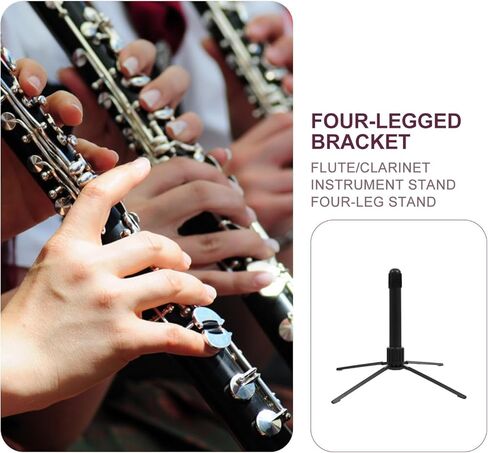 BESPORTBLE Portable Flute and Clarinet Stand Four-Legged Black Musical Instrument Holder Bracket for Wind Instruments with Folding Design in Kuwait