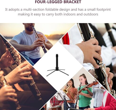 BESPORTBLE Portable Flute and Clarinet Stand Four-Legged Black Musical Instrument Holder Bracket for Wind Instruments with Folding Design in Kuwait