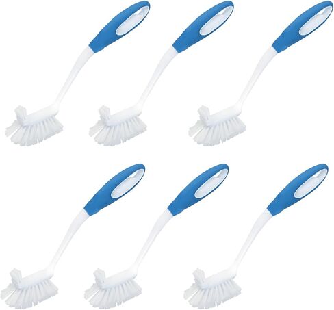 LOLA Pro Dish Brush Kitchen Scrubber | Poly Fiber Bristle | Built-in Food Scraper | Comfort Rubber Non-Slip Handle | Safe for Non-Stick & Coated Cookware | Dishwasher Safe for Cleaning 2 CT in Kuwait