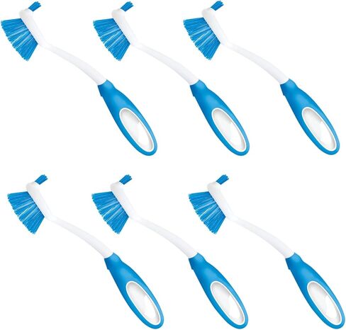 LOLA Pro Dish Brush Kitchen Scrubber | Poly Fiber Bristle | Built-in Food Scraper | Comfort Rubber Non-Slip Handle | Safe for Non-Stick & Coated Cookware | Dishwasher Safe for Cleaning 2 CT in Kuwait