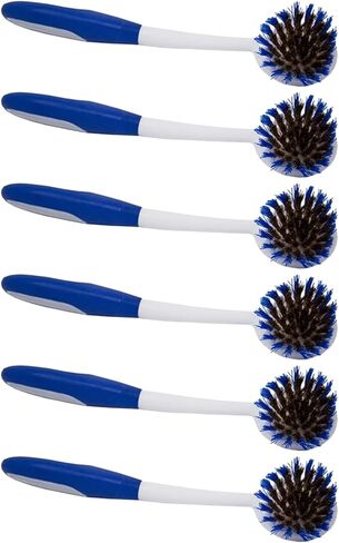 LOLA Pro Dish Brush Kitchen Scrubber | Poly Fiber Bristle | Built-in Food Scraper | Comfort Rubber Non-Slip Handle | Safe for Non-Stick & Coated Cookware | Dishwasher Safe for Cleaning 2 CT in Kuwait