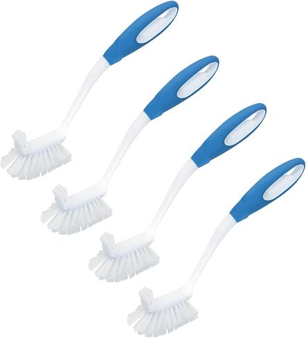 LOLA Pro Dish Brush Kitchen Scrubber | Poly Fiber Bristle | Built-in Food Scraper | Comfort Rubber Non-Slip Handle | Safe for Non-Stick & Coated Cookware | Dishwasher Safe for Cleaning 2 CT in Kuwait