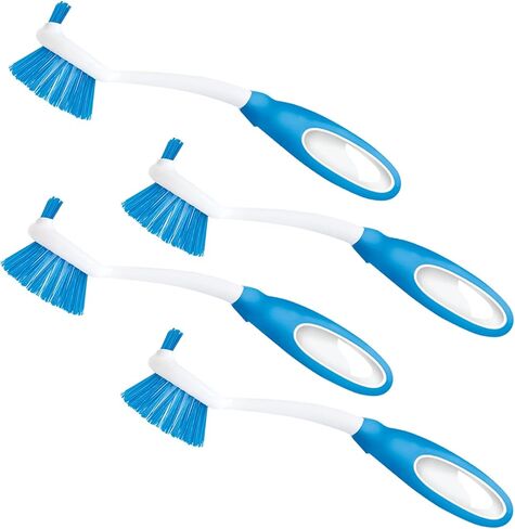 LOLA Pro Dish Brush Kitchen Scrubber | Poly Fiber Bristle | Built-in Food Scraper | Comfort Rubber Non-Slip Handle | Safe for Non-Stick & Coated Cookware | Dishwasher Safe for Cleaning 2 CT in Kuwait