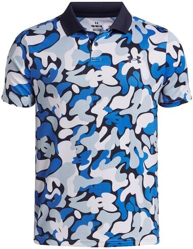 Under Armour Boys' Standard Matchplay Printed Golf Polo, Ether Blue/Halo Gray in Saudi Arabia