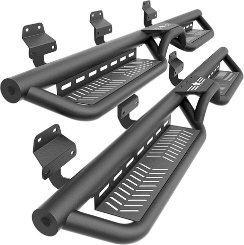 Running Boards Side Steps Compatible for 2015-2025 Chevy Colorado & GMC Canyon Crew Cab (4 Full Size Doors), Two Stairs Design Bolt-on Side Rails Step Nerf Bar (Black Powder Coated-Star Logo) in Kuwait