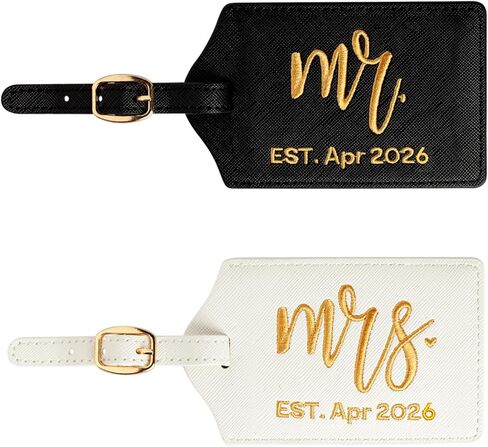 Mr and Mrs Est Luggage Tag, Embroidered Mr Mrs Luggage Tag with Est Date, Honeymoon Suitcase Accessories, Wedding Gift for Couples, Bridal Shower Present (Est Jul 2025) in Kuwait