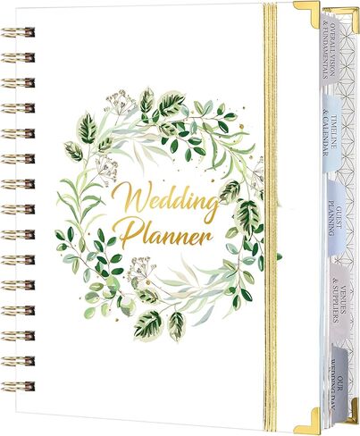 كتاب ومنظم حفلات الزفاف - مخطط الزفاف للعروس مع 5 أقسام علامات ، 6.5 "× 8.5" ، غلاف مع زاوية معدنية + 5 جيب داخلي + ملصقات + ملاحظات in Kuwait