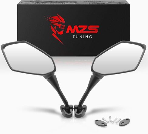 MZS Motorcycle Handlebar Mirrors, Foldable ATV Rear View Mirrors with CNC Mount Clamp, Universal 8mm 10mm Motorbike Mirror Accessories Black fit for Street Adventure Bike Electric Ebike Scooter Quad in Saudi Arabia
