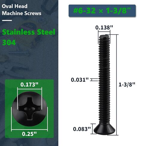 #10-24 x 3/4" Black Oval Head Machine Screws - 304 Stainless Steel for Wall Plates, Appliances & Cabinet Hardware (50 Pack with Bit) in Saudi Arabia
