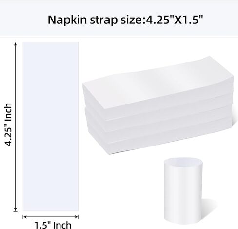 Germiwipe Pack of 10,000 White Paper Napkin Bands Self Adhesive, 1.5x4.25 Inch Silverware Wraps Band Paper Napkin Rings for Restaurant, Party, Wedding, (4 Boxes x 2,500) in Saudi Arabia