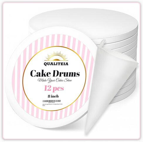 10 Inch Cake Drums - 12 Pack - Premium Round Cake Boards ½-Inch Thick, Greaseproof & Food-Grade Cake Base for Baking, Weddings, Birthdays, and Professional Cake Display in Saudi Arabia