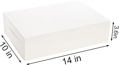 20 عبوة من علب الخبز من الورق المقوى الأبيض من Okllen، 14 × 10 × 3.5 بوصة علبة كعك ربع ورقية للكيك والكعك والمعجنات والدونات والكب كيك والفطائر in Saudi Arabia