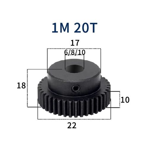 1 Mod Spur Gear 20teeth 1M20T Motor Protruding Rack Hole 6mm 6.35mm 8mm 10mm(4mm,10pcs 1M 20 Teeth) in Kuwait