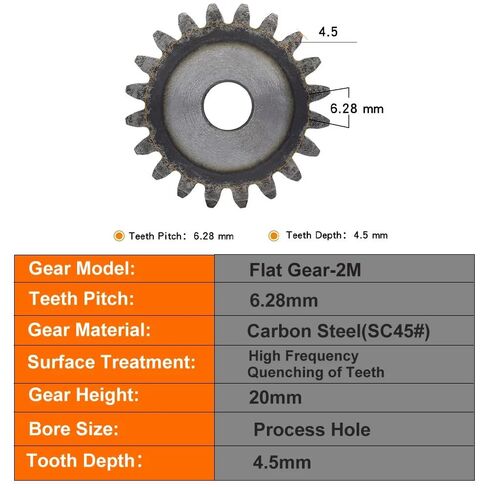 Cylindrical Gear 2M-10T/11T/12T/13T/14T~21Teeth SC45# Carbon Steel Spur Total Height 20mm High Frequency Quenching Teeth(2M 13T-Bore 8mm) in Saudi Arabia