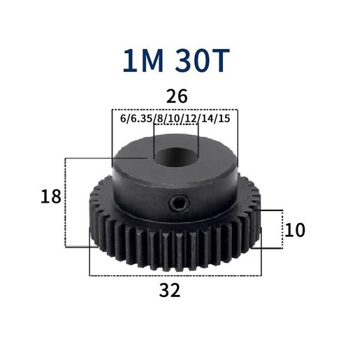 1Pc 1M 30T Gear 5/6/6.35/8/10/12/14/15/16/17mm Reduction Gears Modulus DIY Micro Motor Transmission Box Mating Parts(10mm) in Saudi Arabia