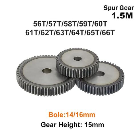 Pinion Gears 1.5M-56T/57T/58T/59T/60T~64T/65T/66Teeth SC45# Carbon Steel Cylindrical Gear High Frequency Quenching Teeth(1.5M 61T-Bore 14mm) in Kuwait