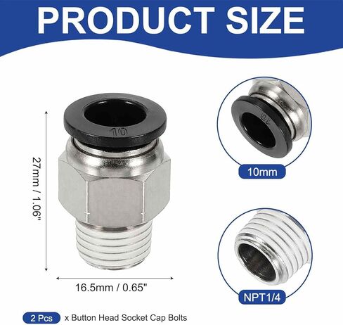 MECCANIXITY 5 Pcs NPT Push to Connect Air Fittings, Male Straight 10mm Tube OD x 1/4" NPT Thread Air Quick Connector Coupling Adapter for Gas Hose Pneumatic Tools, Black in Saudi Arabia
