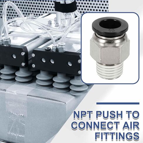 MECCANIXITY 5 Pcs NPT Push to Connect Air Fittings, Male Straight 10mm Tube OD x 1/4" NPT Thread Air Quick Connector Coupling Adapter for Gas Hose Pneumatic Tools, Black in Saudi Arabia